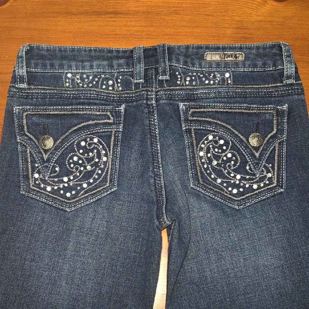 Rock 47 by Wrangler Women's Boot Cut Jeans with Embellished Pockets